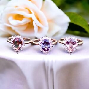 Color Change Alexandrite, Diaspore or Morganite Engagement Ring Rose Gold Vermei